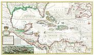 Antique Map of the Lands of the Caribbean 1715