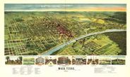 Waco Texas Historic Antique Birdseye Map from late 1800s