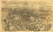 Pasadena California Antique Birdseye View Map from 1903 with Labeled Buildings