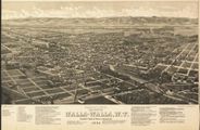 Walla Walla Antique Historic Birdseye View Wall Map from 1800s
