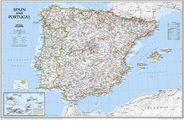 Spain Portugal Wall Map National Geographic Classic Blue 