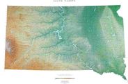 South Dakota State Wall Map with Shaded Terrain Relief by Raven Maps