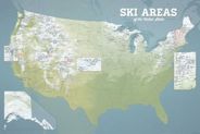 USA Ski Areas Resorts Map Print