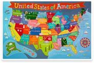USA Kids Map Placemat Cartoon Colorful