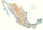 Mexico Country Wall Map with Shaded Relief by Raven Maps