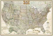 United States Wall Map Executive Tan National Geographic Poster