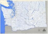 Stream and River Map of Washington State Paper or Laminated