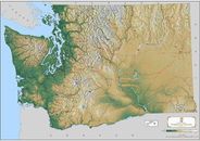 Washington State Wall Map Terrain Paper Laminated Kroll