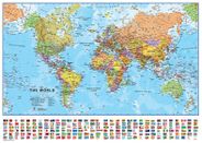 Framed World Map: Political World Map with Flags