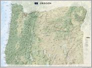 Oregon Wall Map National Geographic Shaded Poster