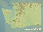 Washington 2,000' Prominence Peaks Map by Best Maps Ever