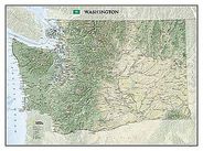 Washington Wall Map Shaded Terrain Large National Geographic Poster