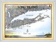 Long Island Nautical Watercolor Art Wall Map