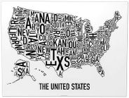 United States Typographic Black and White Print by Ork