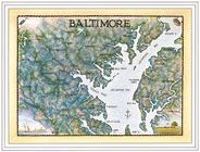 Baltimore Nautical Watercolor Art Wall Map
