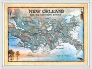 New Orleans Nautical Watercolor Art Wall Map