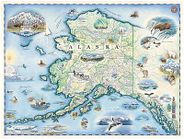 Alaska Hand Drawn Wall Map Illustration Poster