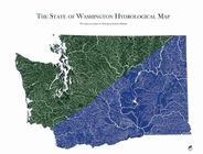 Washington Hydrological Wall Map Art Muirway