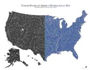 USA Hydrological Wall Map Art Muirway