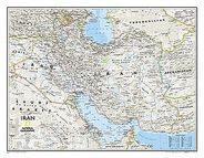 Iran Wall Map Classic Blue Poster Modern National Geographic