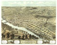 Lafayette Indiana Antique Birdseye View Wall Map