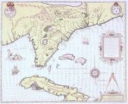 Antique Map of Florida Cuba & Bahamas 1564