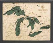 Great Lakes 3D Nautical Woodchart Map Smaller Alternative Coverage