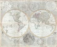 Antique Terraqueous World Map 1794 with Star Charts Moon Map Solar System and Hemispheres