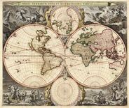World 1690 Antique Map Replica by Visscher