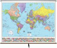 World Political Classroom Style Pull Down Wall Maps