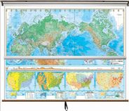 World & US Combo Physical Wall Map on Roller