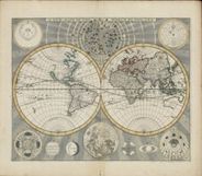 World 1690 Antique Map Replica with Solar System