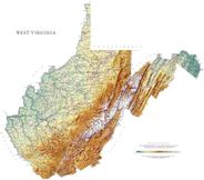 West Virginia State Map with Shaded Terrain Relief by Raven Maps