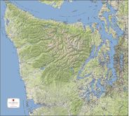 Olympic Peninsula Terrain Wall Map Kroll Paper Laminated Large