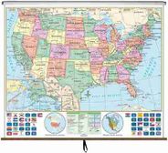 US Essential Classroom Style Pull Down Wall Maps Elementary