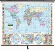 World Primary Age Classroom Style Pull Down Wall Maps