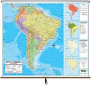 South America Political Classroom Style Pull Down Wall Maps