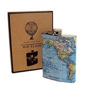 World Map Hip Flask
