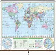 World Essential Classroom Style Pull Down Wall Maps