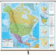 North America Political Wall Map on Roller