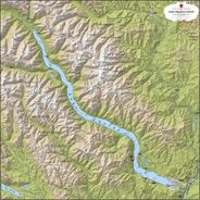 Lake Chelan Terrain or Shaded Relief Wall Map with Place Names and Peaks