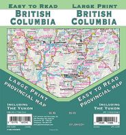 British Columbia Yukon Travel Map Easy to Read Large Print GM Johnson