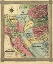 Central California 1851 Antique Map Replica