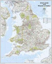 England Wales Classic Blue Wall Map Poster National Geographic