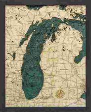 Lake Michigan Wood Chart 3D