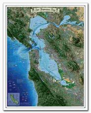 San Francisco Bay Satellite Image Wall Map