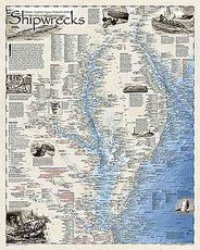 Shipwrecks of the Delmarva Wall Map by National Geographic