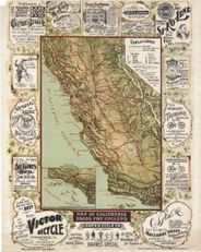 Antique Map of California 1895, Cycling Map