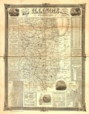 Illinois 1854 Antique Map Replica