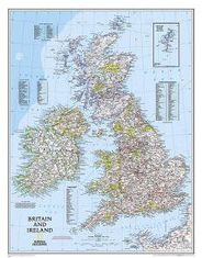 Britain Ireland Classic Blue Wall Map National Geographic Poster